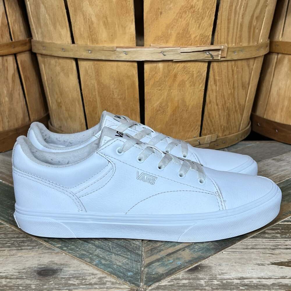 Vans Seldan GS White Leather Skateboarding Sneakers Unisex Youth Kids Size 6